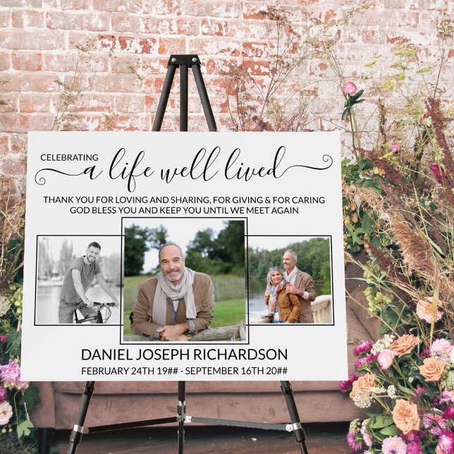 Life Well Lived Memorial Verse Photo Collage Foam Board (Creator Uploaded)
