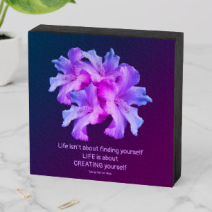 Life White Hibiscus Flowers Inspirational Quote Wooden Box Sign