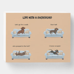 LIFE WITH A DACHSHUND WOODEN WALL ART BOX SIGN