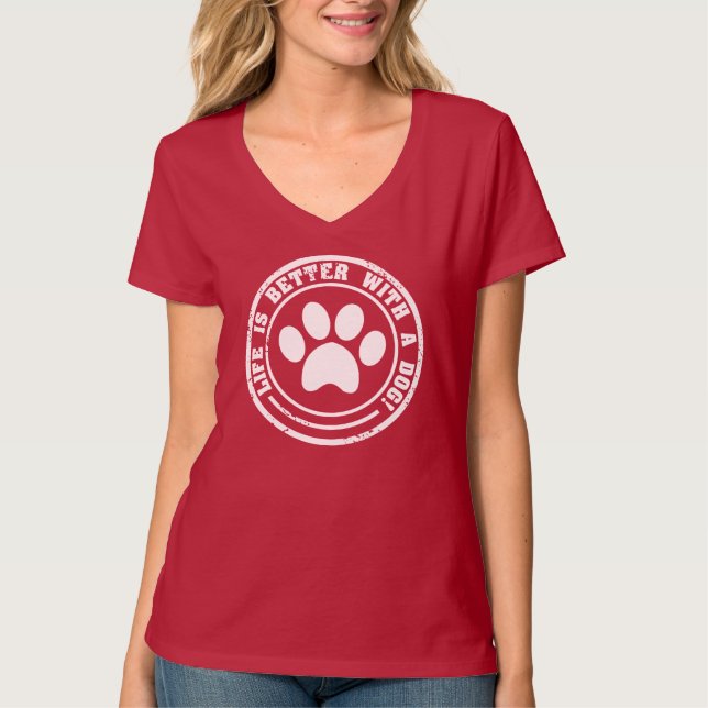 Life With Dog's Women's Hanes Nano V-Neck T-Shirt (Front)