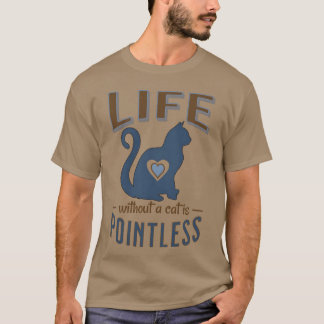 Life without a cat is pointless Cat Sleep navyblue T-Shirt