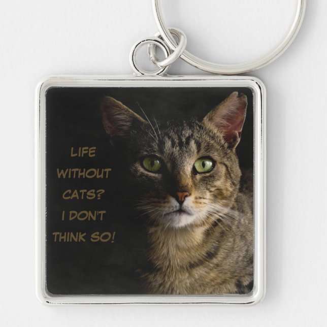 Life without cats? I don’t think so! custom funny  Keychain (Front)