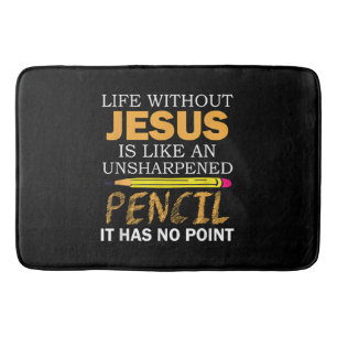 Life Without Jesus Funny Christian Religious Faith Bath Mat