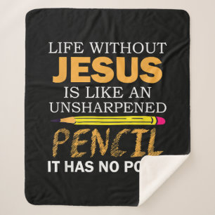 Life Without Jesus Funny Christian Religious Faith Sherpa Blanket