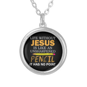 Life Without Jesus Funny Christian Religious Faith Silver Plated Necklace