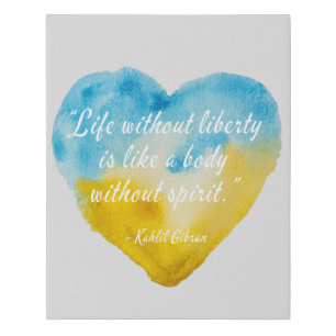 Life Without Liberty Quote Ukraine Heart Faux Canvas Print
