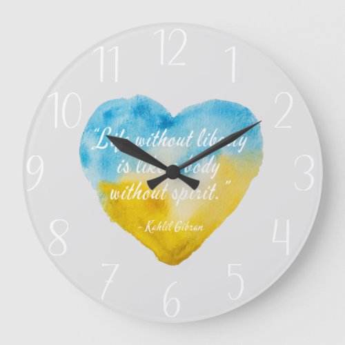 Life Without Liberty Quote Ukraine Heart  Large Clock