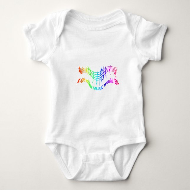 Life without Music would "B Flat" Humor Quote Baby Bodysuit (Front)
