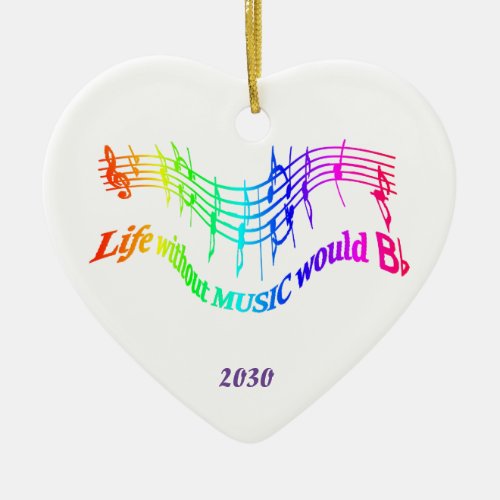 Life without Music would B Flat Humor Quote Custom Ceramic Ornament
