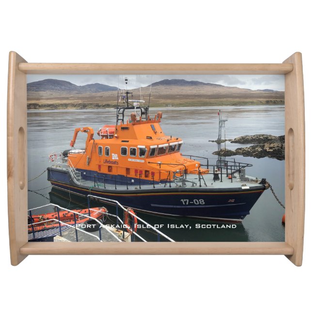 Lifeboat at Port Askaig, Isle of Islay, Scotland Serving Tray (Front)