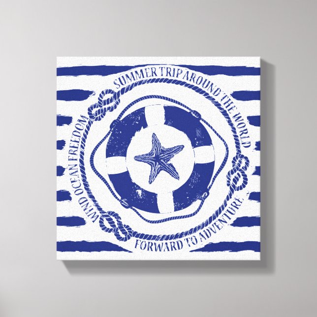 Lifebuoy And Starfish Canvas Print (Front)