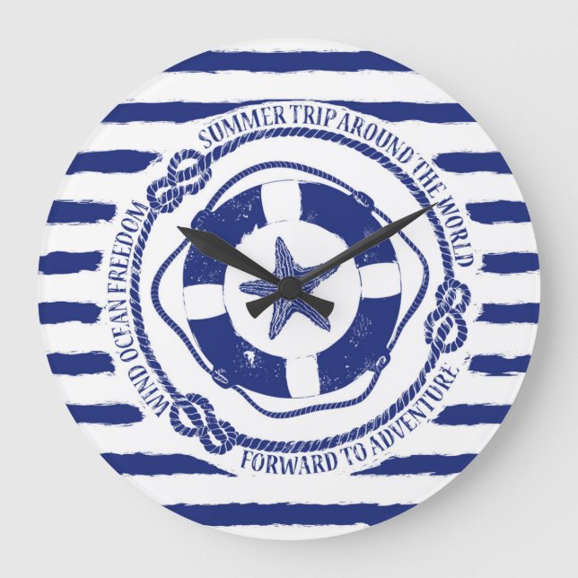 Lifebuoy And Starfish Large Clock (Front)