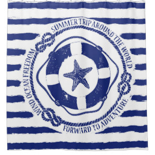 Lifebuoy And Starfish Shower Curtain