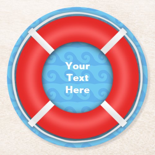 Lifebuoy Custom Text Round Paper Coaster