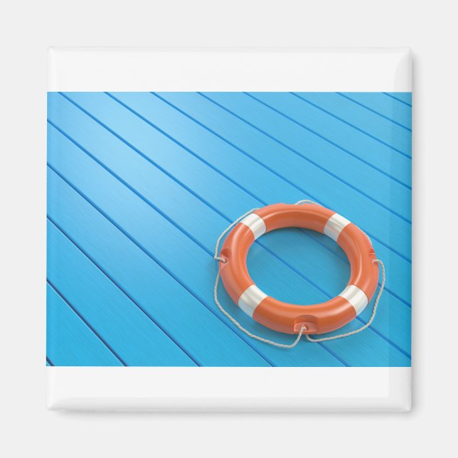Lifebuoy on blue floor magnet (Front)