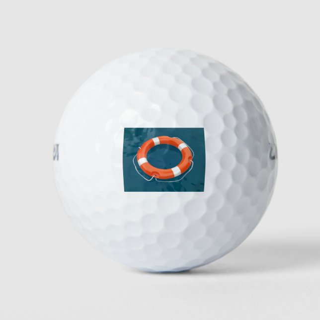 Lifebuoy ring floating on water golf balls (Front)