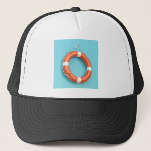 Lifebuoy ring on a wall trucker hat