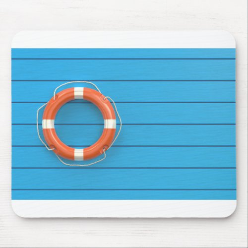 Lifebuoy ring on the blue floor mouse pad