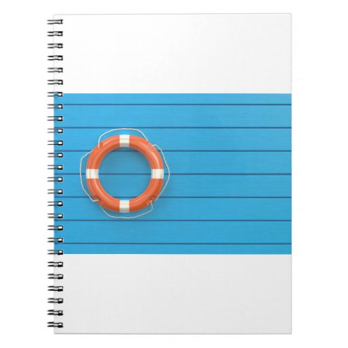 Lifebuoy ring on the blue floor notebook