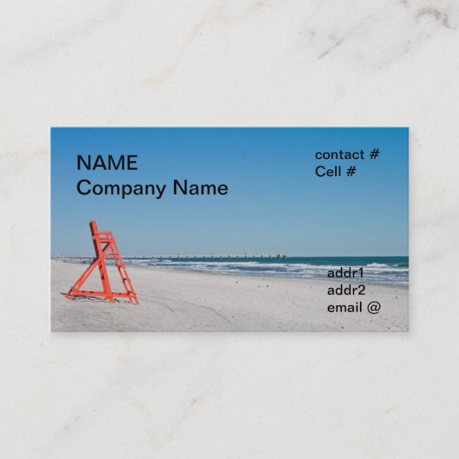 lifeguard beach chair business card (Front)