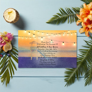 Lifeguard Beach Sunset View Wedding Invitation
