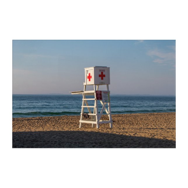 Lifeguard chair on the beach  acrylic print (Front)