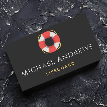 Lifeguard Float Life Buoy Pool Beach Simple Gray Business Card by LovelyVibeZ at Zazzle