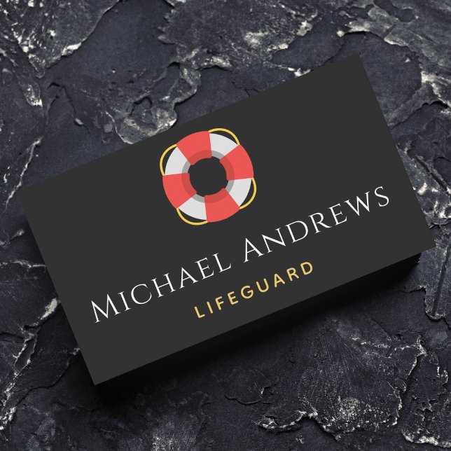 Lifeguard Float Life Buoy Pool Beach Simple Gray Business Card (Creator Uploaded)