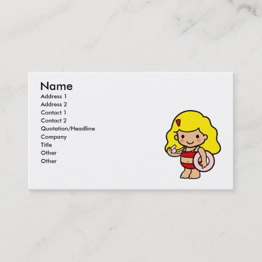 Customizable Lifeguard girl business cards