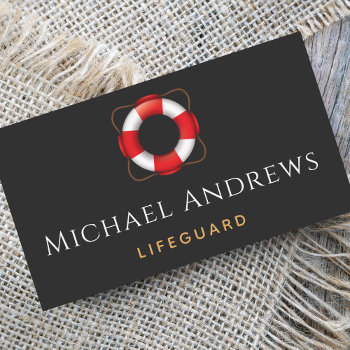 Lifeguard Life Preserver Ring Simple Minimalist Business Card by LovelyVibeZ at Zazzle