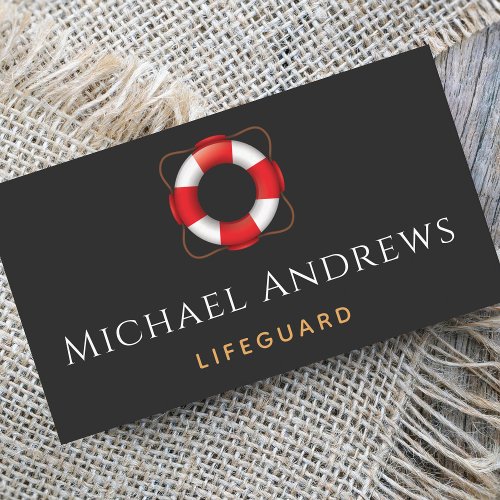 Lifeguard Life Preserver Ring Simple Minimalist Business Card