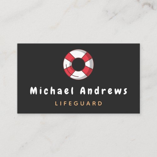 Lifeguard Rescue Ring Pool Beach Safety Cool Black Business Card