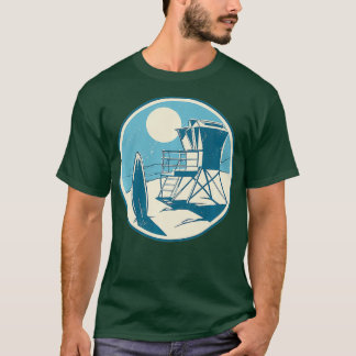 Lifeguard Stand Beach Surfboard Retro Vibe Surf T-Shirt