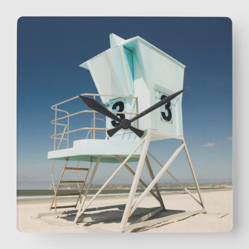 Lifeguard Stand  San Diego Ca Square Wall Clock