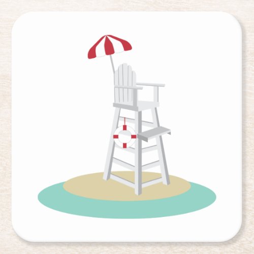 Lifeguard Stand Square Paper Coaster