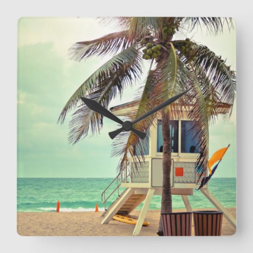 Lifeguard Station Florida Square Wall Clock