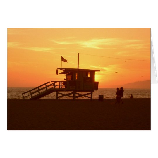 Lifeguard Station Sunset Greeting Card