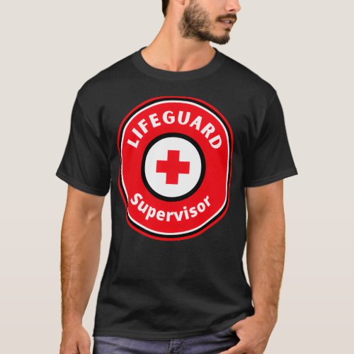 Lifeguard Supervisor Design With Red White and Bla T_Shirt