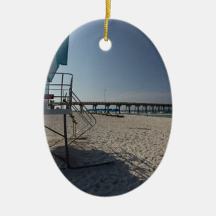 Lifeguard Tower at Panama City Beach Pier Ceramic Ornament