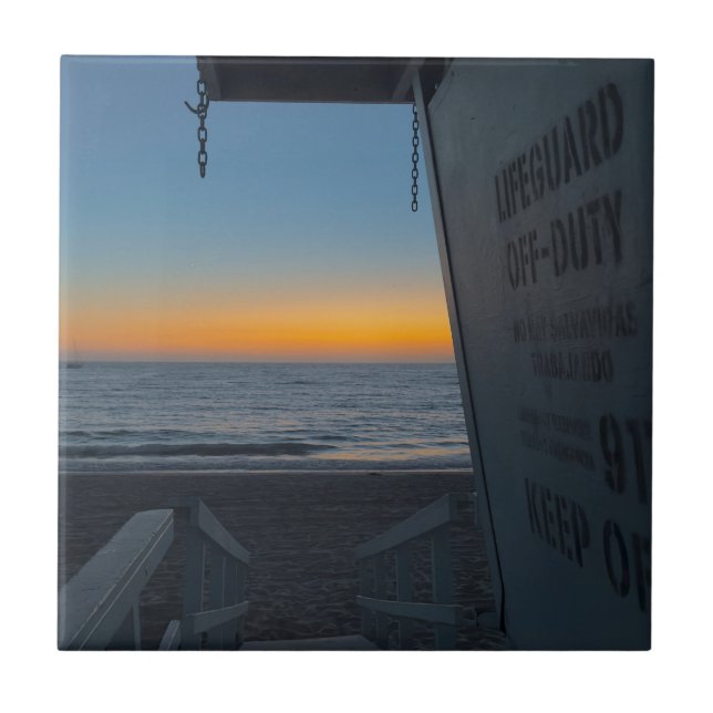 Lifeguard Tower at Sunset Ceramic Tile (Front)