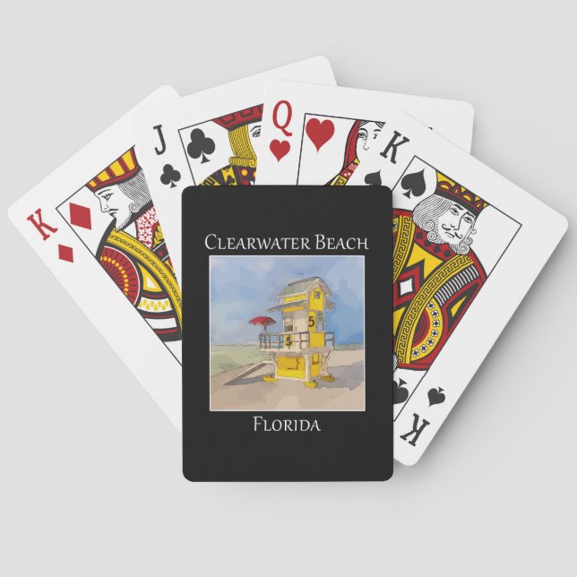 Lifeguard tower in Clearwater Beach Florida Poker Cards (Back)