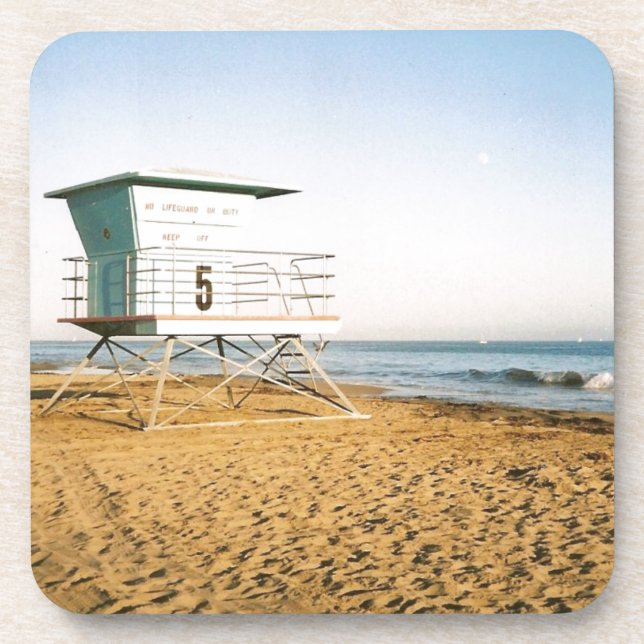 Lifeguard Tower in Santa Cruz Beverage Coaster (Front)