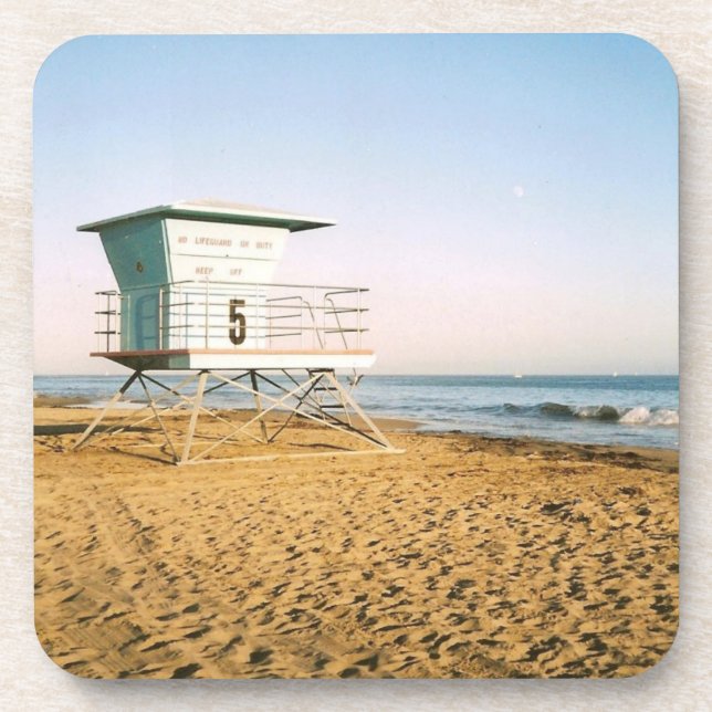 Lifeguard Tower in Santa Cruz Beverage Coaster (Front)