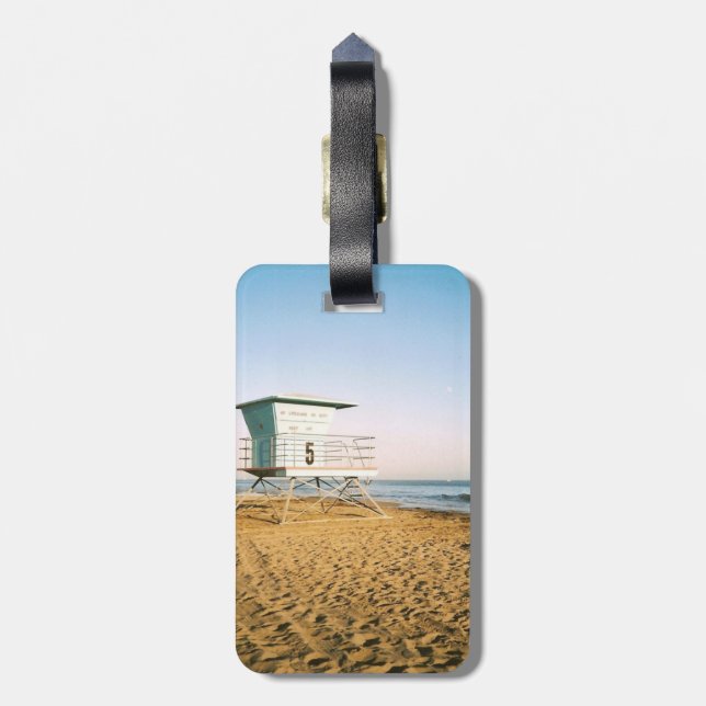 Lifeguard Tower in Santa Cruz Luggage Tag (Back Vertical)