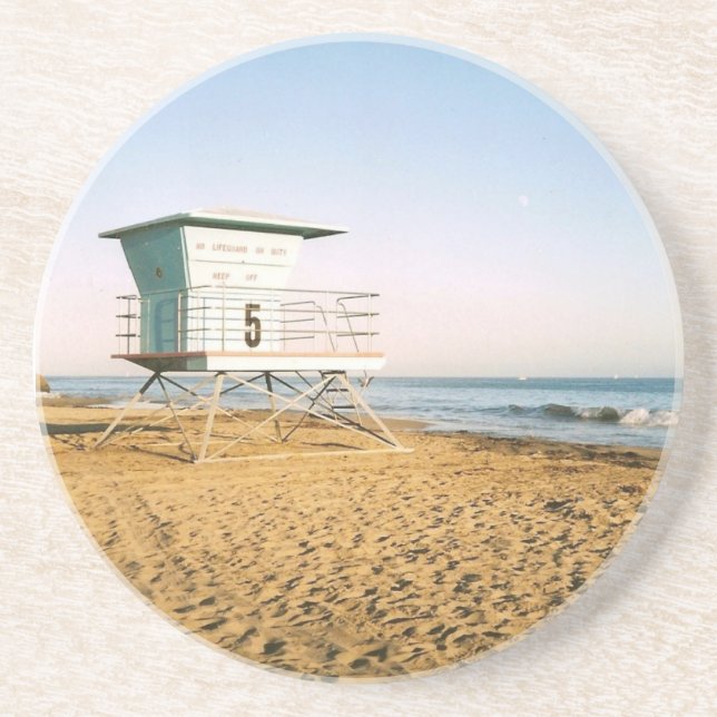 Lifeguard Tower in Santa Cruz Sandstone Coaster (Front)