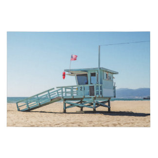 Lifeguard tower on beach in California Faux Canvas Print