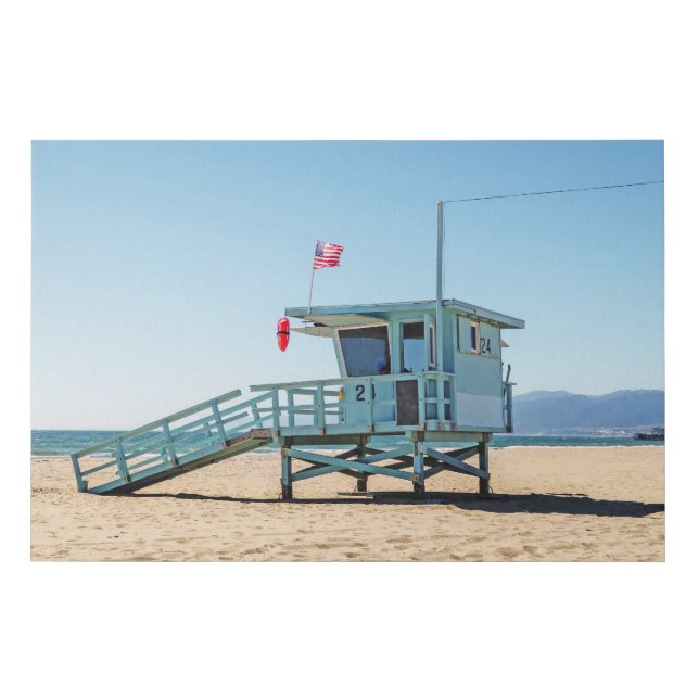 Lifeguard tower on beach in California Faux Canvas Print (Front)