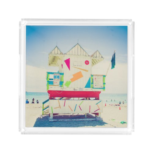 Lifeguard Tower  South Beach Miami Acrylic Tray