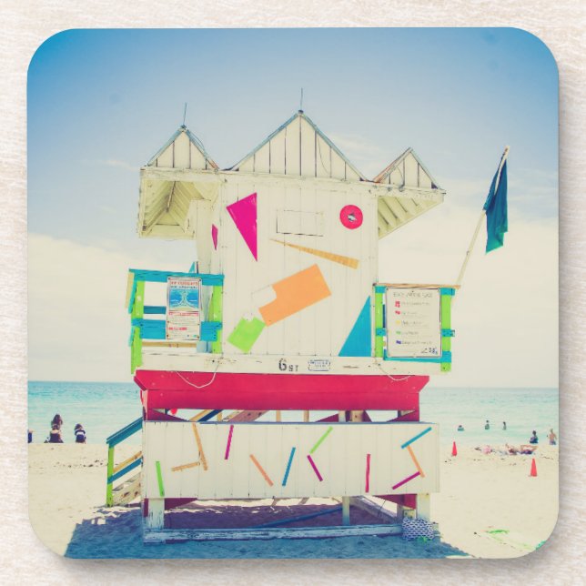 Lifeguard Tower | South Beach, Miami Beverage Coaster (Front)