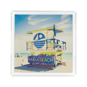 Lifeguard Tower   South Beach, Miami, Fl Acrylic Tray
